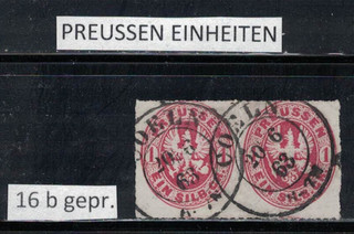 Preussen Einheiten MiNr. 16 b waagerechtes Paar gepr. Wasels BPP