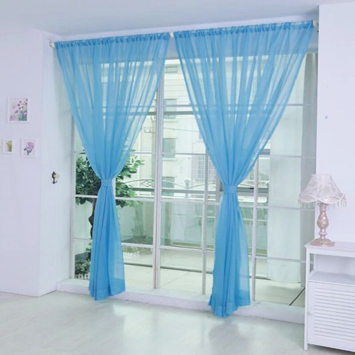 Extra Long Net Voile Curtains Single Panel Slot Top Sheer Curtain Window Door - Picture 18 of 21