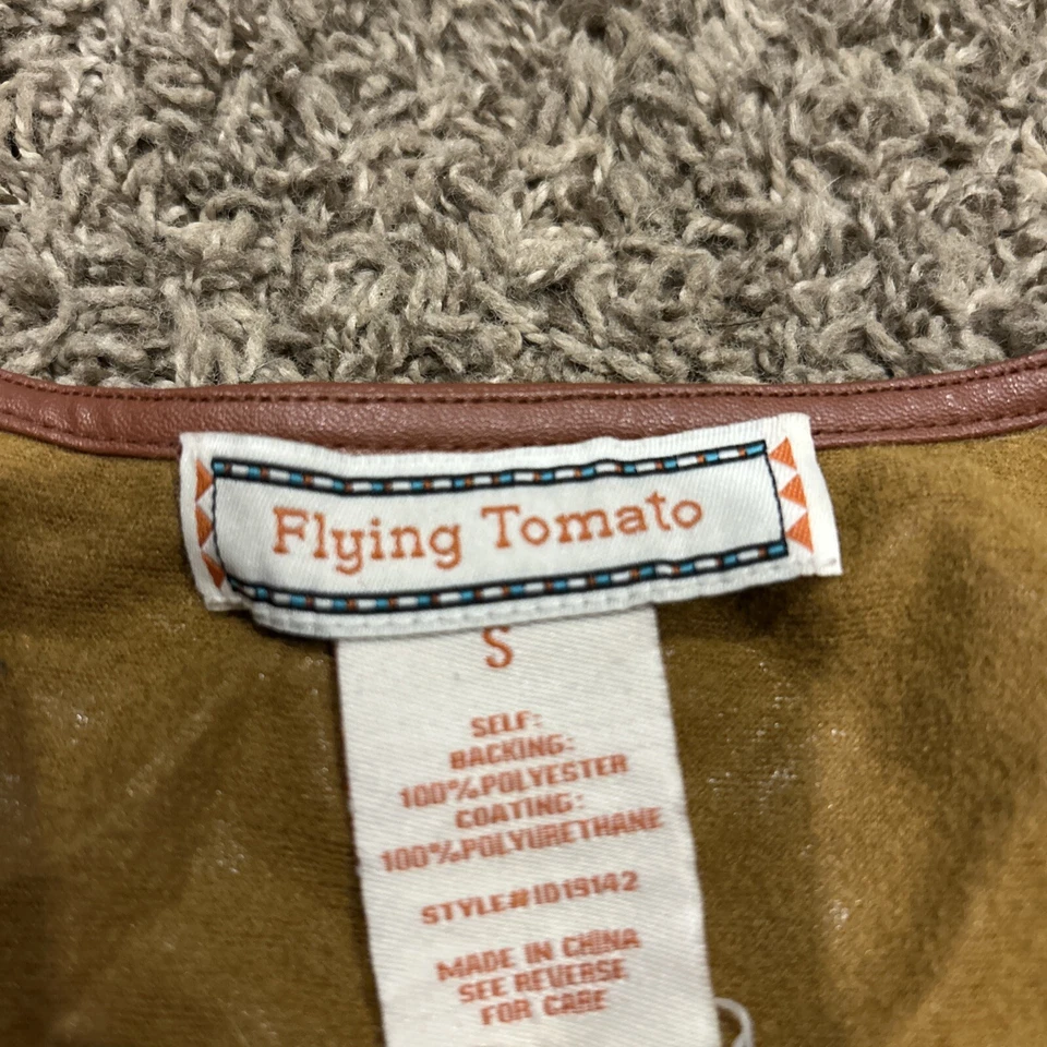 Vestido FLYING TOMATO Marrón Imitación Cuero Botón Delantero Sin Mangas Talla S A2 Foto 2 de 3