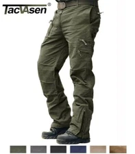 Mens Long Pants Casual Cargo Working Ripstop 9-Pockets Hiking Training Trousers 