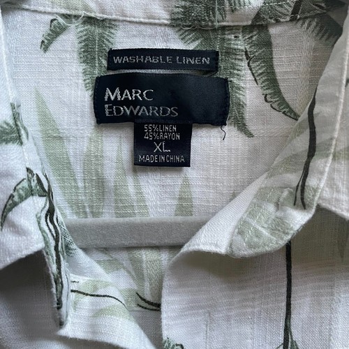 Mark Edwards Mens XL Shirt Aloha Washable Linen Print Button Down Short Sleeve - Picture 4 of 6
