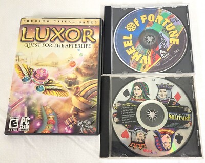 Vintage 1990s PC Computer Games Wheel Of Fortune Ultimate Solitaire Luxor