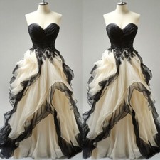 Vintage Champagne and Black Wedding Dresses Sweetheart A Line Bridal Gowns