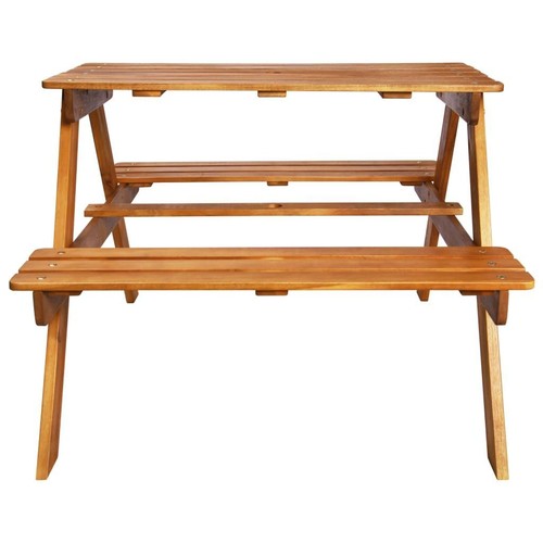 Kids Wooden Picnic Table And Bench Set With Removable Umbrella Outdoor Garden - Picture 6 of 8