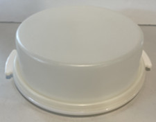 Vintage TUPPERWARE Round Pie Cake Keeper Taker Carrier White Sheer 719-1  720-1