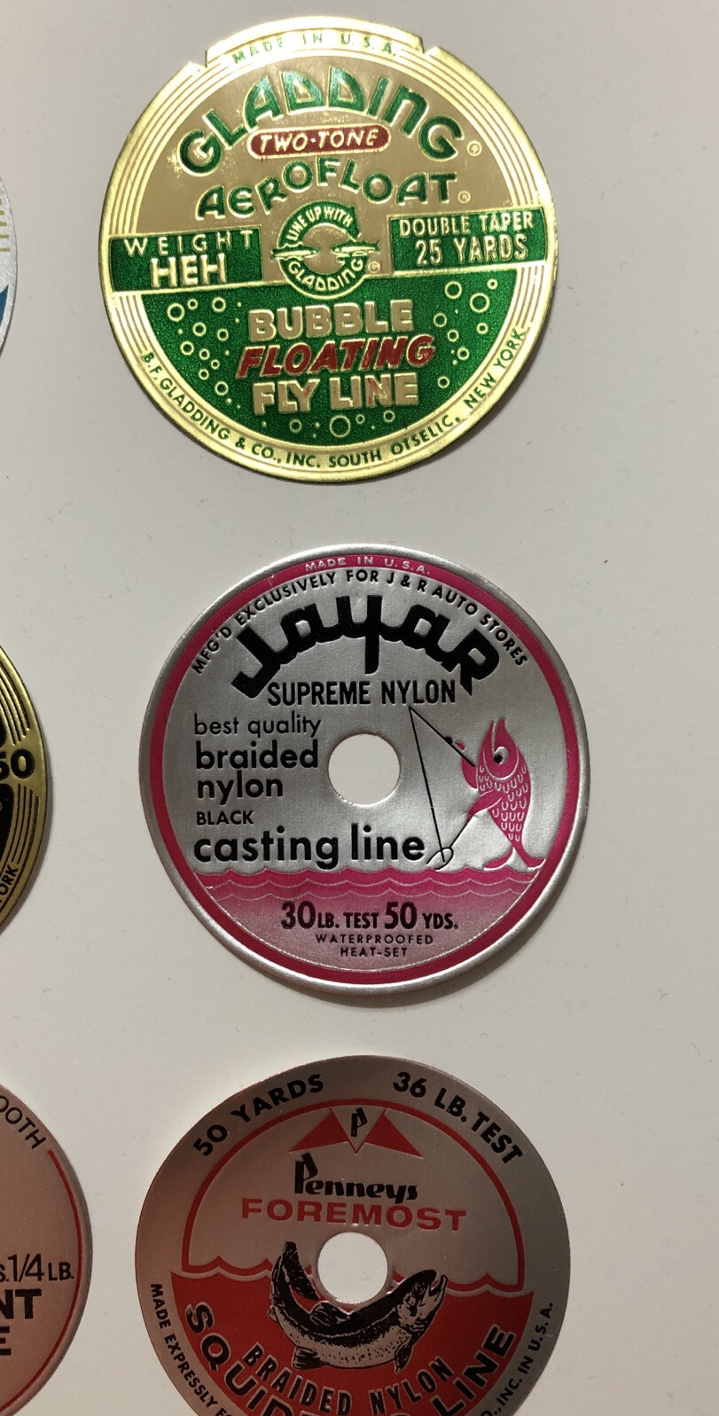 12 Different Unused Old Fishing Line Labels Idea, Gladding , Lake Land