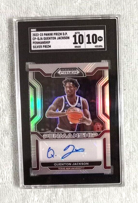 2022-23 Prizm DP Quenton Jackson Silver Prizm Penmanship Auto SGC
