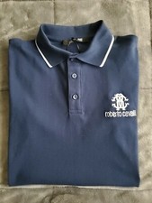 Roberto Cavalli NEW Bluette Pipe Trim Short Sleeve Polo/Golf Shirt SZ Small