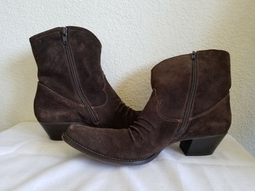 New Paul Green brown suede ankle Boot. Sz7.5. RT$399. Austria! - Picture 3 of 5