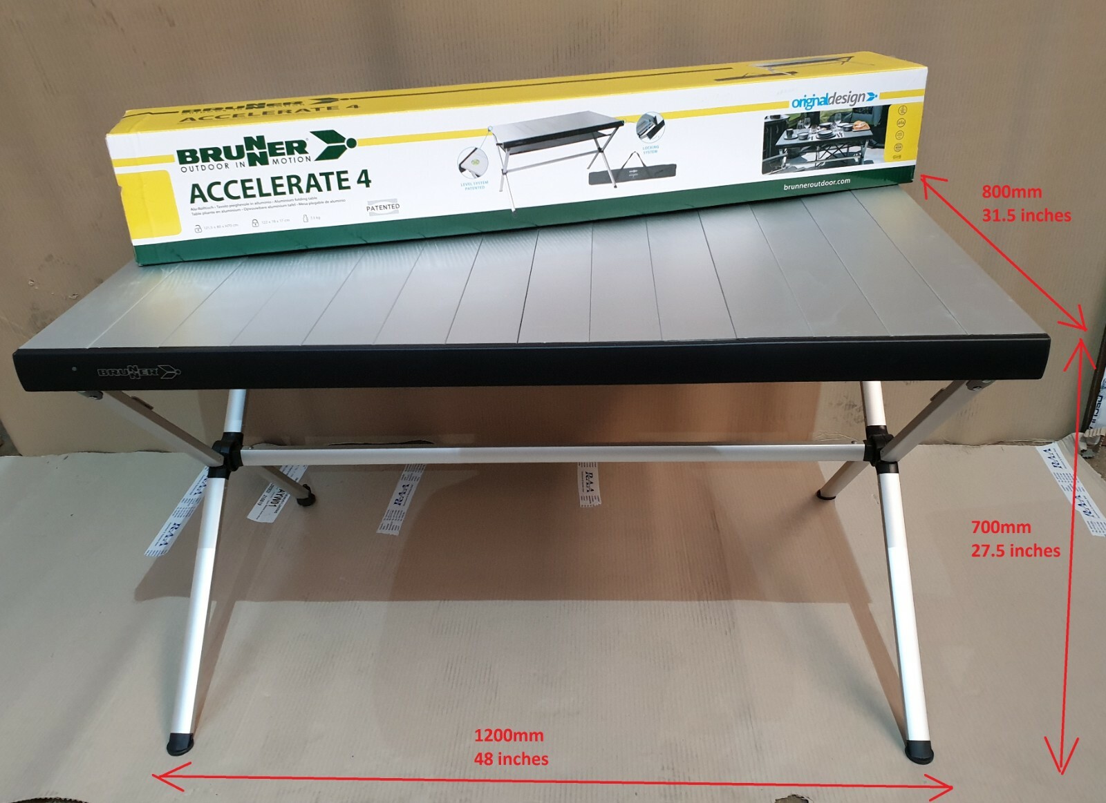 STURDY LIGHTWEIGHT TABLE BRUNNER ACCELERATE HIGH QUALITY motorhome caravan camp