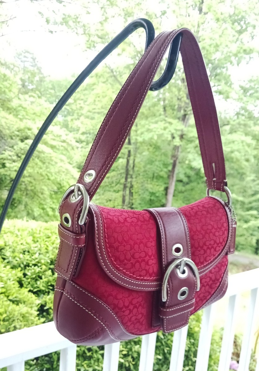 Coach F10925 SMALL Vintage Cherry Red Soho Y2K Signature C Canvas
