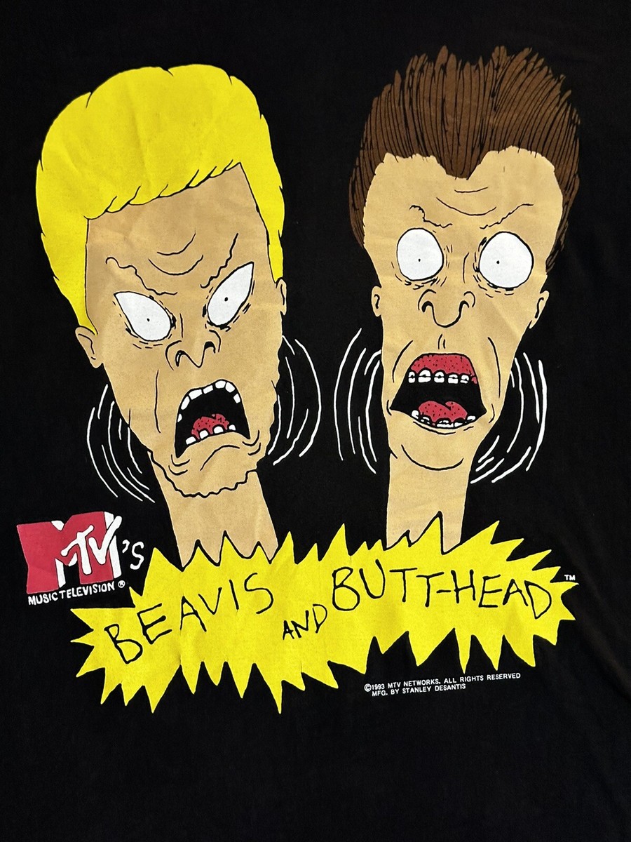 Vintage 1993 Beavis and Butt-Head MTV Show Black Graphic T shirt