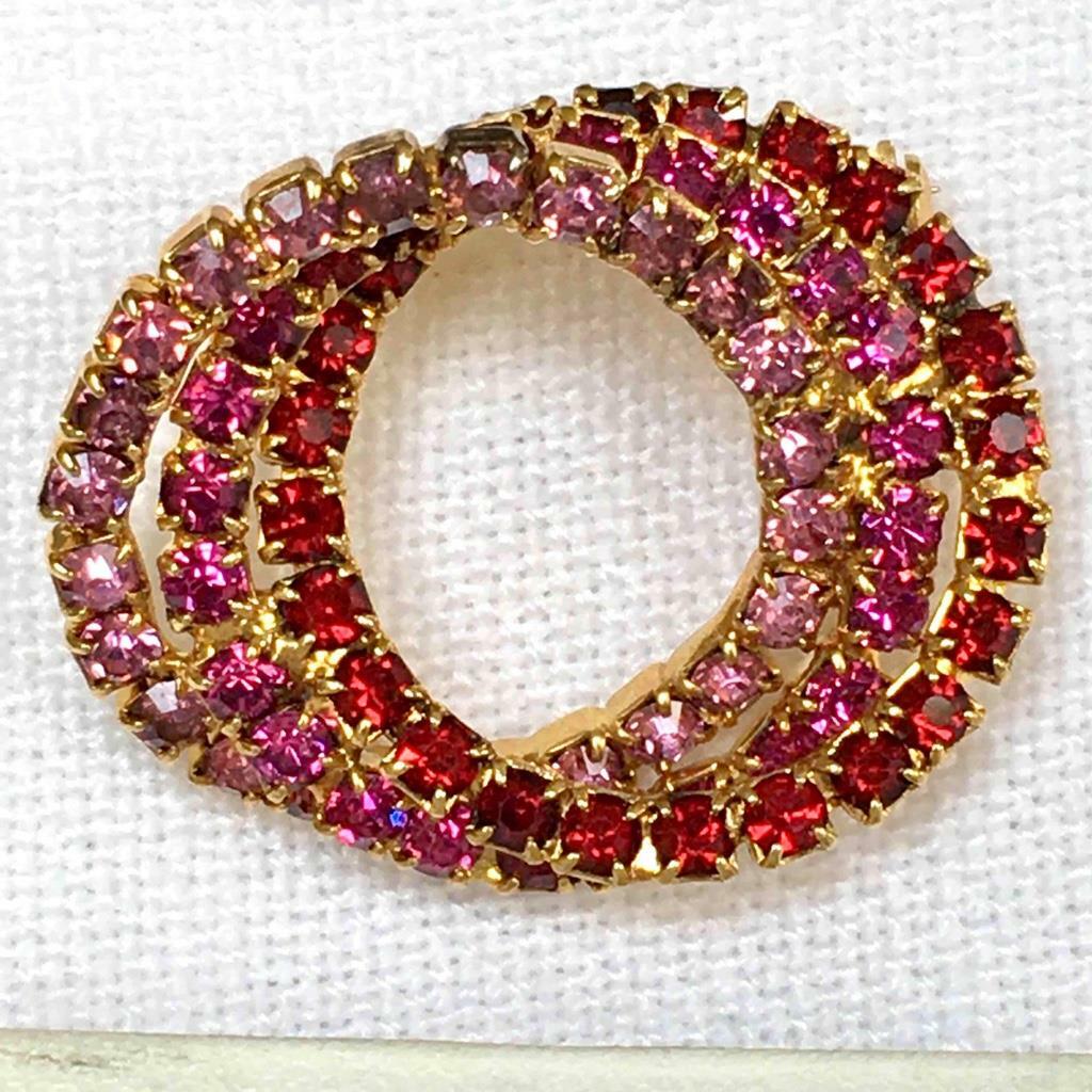 Vtg. 3 Interlocking Ring Rhinestone Deco. Circle … - image 7