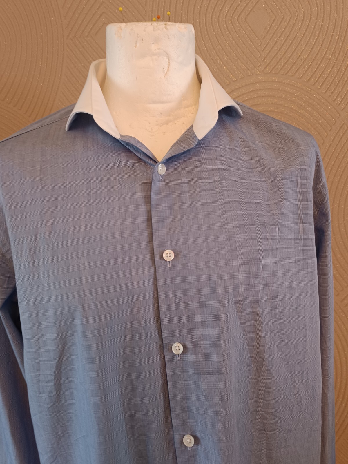 Jasper Conran Men's Banker Shirt White Collar Cuffs Solid Blue Shirt Size 16.5" eBay