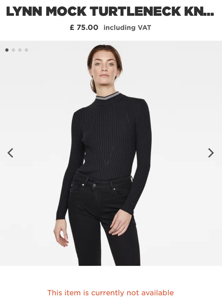G Star Raw Lynn Mock Turtleneck Black Small RRP £75 Sold Out