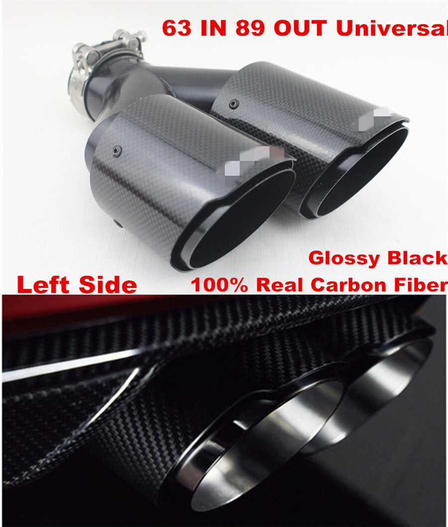 1× Universal 250mm Carbon Fiber Exhaust Replacement 63mm Inlet 89mm