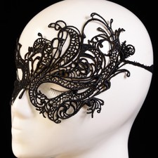 Sucrain Maskerade-Maske Für Damen – Schwarzes Blumen-Design, 19x16 Cm, Mit Verstellbaren Bändern