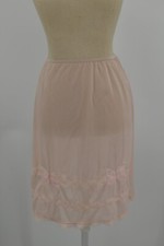 Vintage Lingerie Half Slip Womens Small Pink Nylon Lace Ivory Butterfly Emb 1960