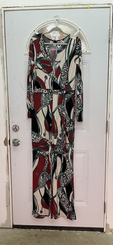 GIBIU USA Women's Plus Geometric V-Neck Surplice Long Jumpsuits Size 2XL