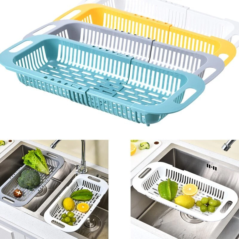 2023 New Portable Kitchen Retractable Sink Drain Basket Plastic Dish Rack  Clean