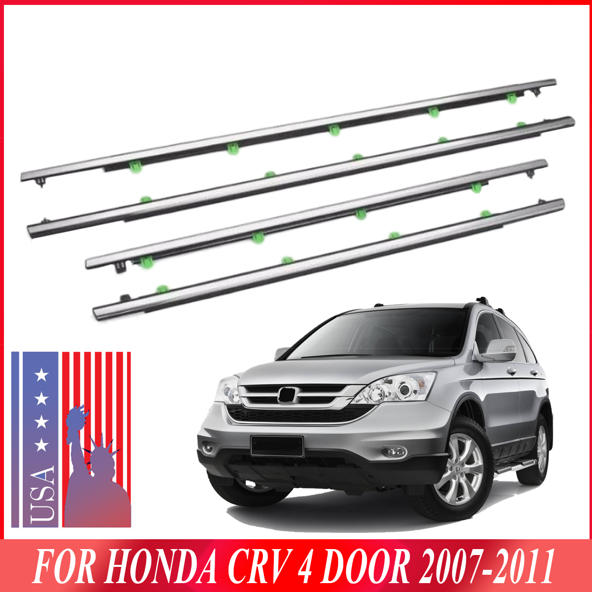 Honda CRV 2007-2011 Chrome Window Weatherstrip Molding Trim Seal Belt