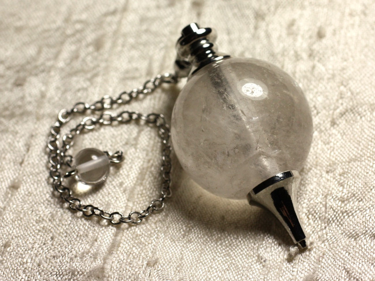 Pendule cristal de quartz rhodié anti-interférences de 30mm