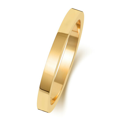 EHERING 9 KARAT GOLD KOSTENLOSE GRAVUR 2 MM GELB FLACH DAMEN HERREN SCHLICHT BAND BOX