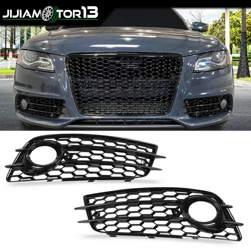 Fit For HONEYCOMB Fog Light Lamp Cover Grille Audi A4 B8 S-Line S4 Bumper 08-12