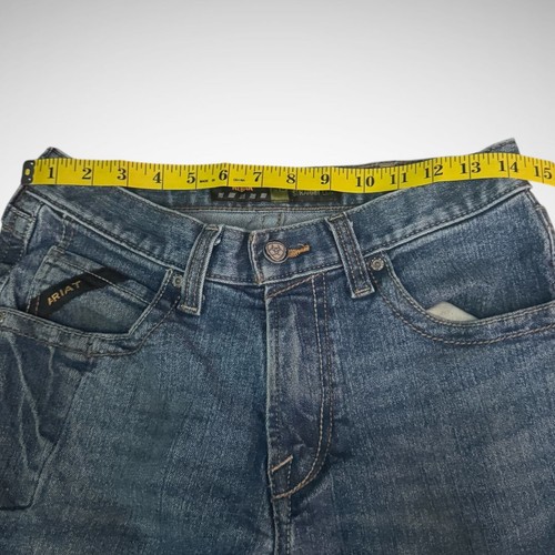 Ariat M5 Jeans Uomo 29 X 34 Tinta Unita Blu Denim Pantalone Dritto Strappato Anticato - Foto 9 di 13