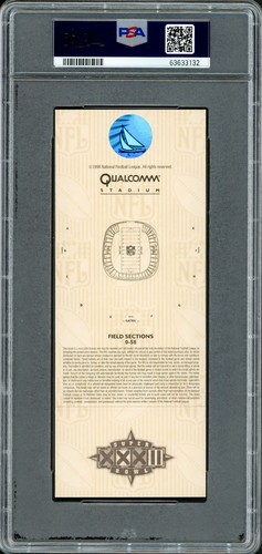 John Elway Super Bowl Ticket Broncos PSA 8 Auto Grade Mint 9 PSA/DNA 63633132 - Picture 2 of 2