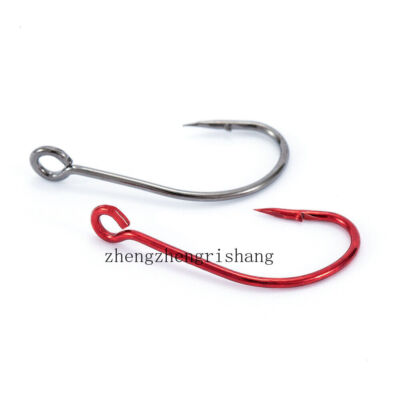 100Pcs Red Big Eye Hooks Crank Lures Hooks Barbed Fishhook Fishing Tackle  4#-12# | eBay