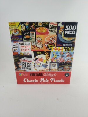 VISTA PUZZLE Vintage Kellogg's Retro Cereal 500 Piece NEW corn flakes rice fruit