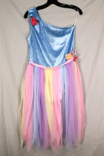 ART STONE DANCE DRESS Blue Velvet PASTEL RAINBOW SPLIT SKIRT Leotard XLA XL AD.