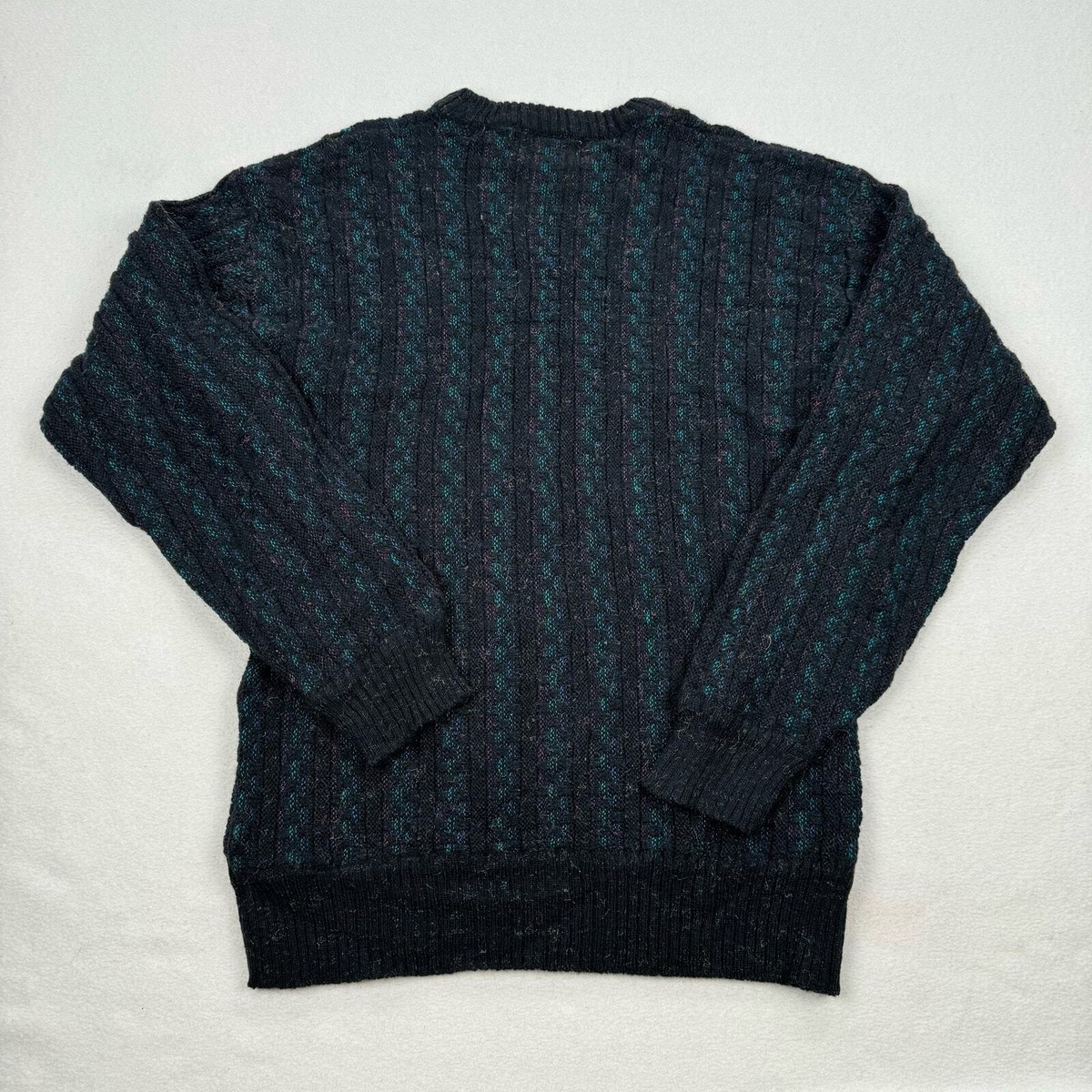 Vintage Method Sweater Size Medium Black Blue Textured Knit