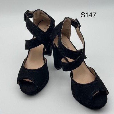 Torta Caliente Luna Sz 7.5 Suede Platform PeepToe Heels CrissCross Strap 751105