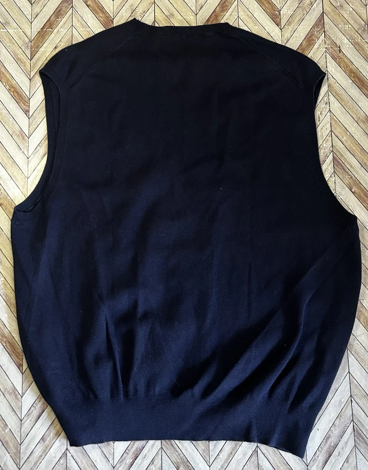 Polo Ralph Lauren Mens 100% Pima Cotton V Neck Navy Sweater Vest Size XL - Image 3 of 4