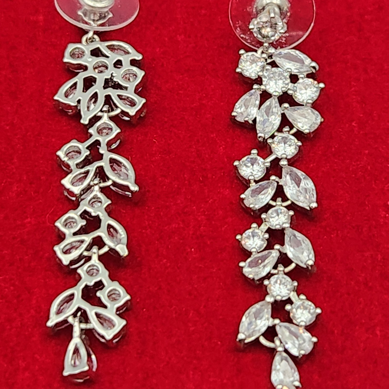 Statement Silver Tone Multi Shape Crystal Clear D… - image 4