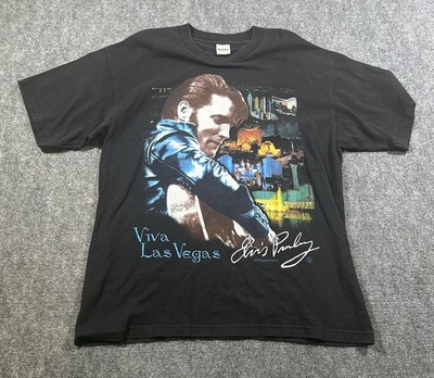 VTG Murina XL Pre Shrunk 1997 Black Elvis Presley Viva La Vegas T Shirt NOS