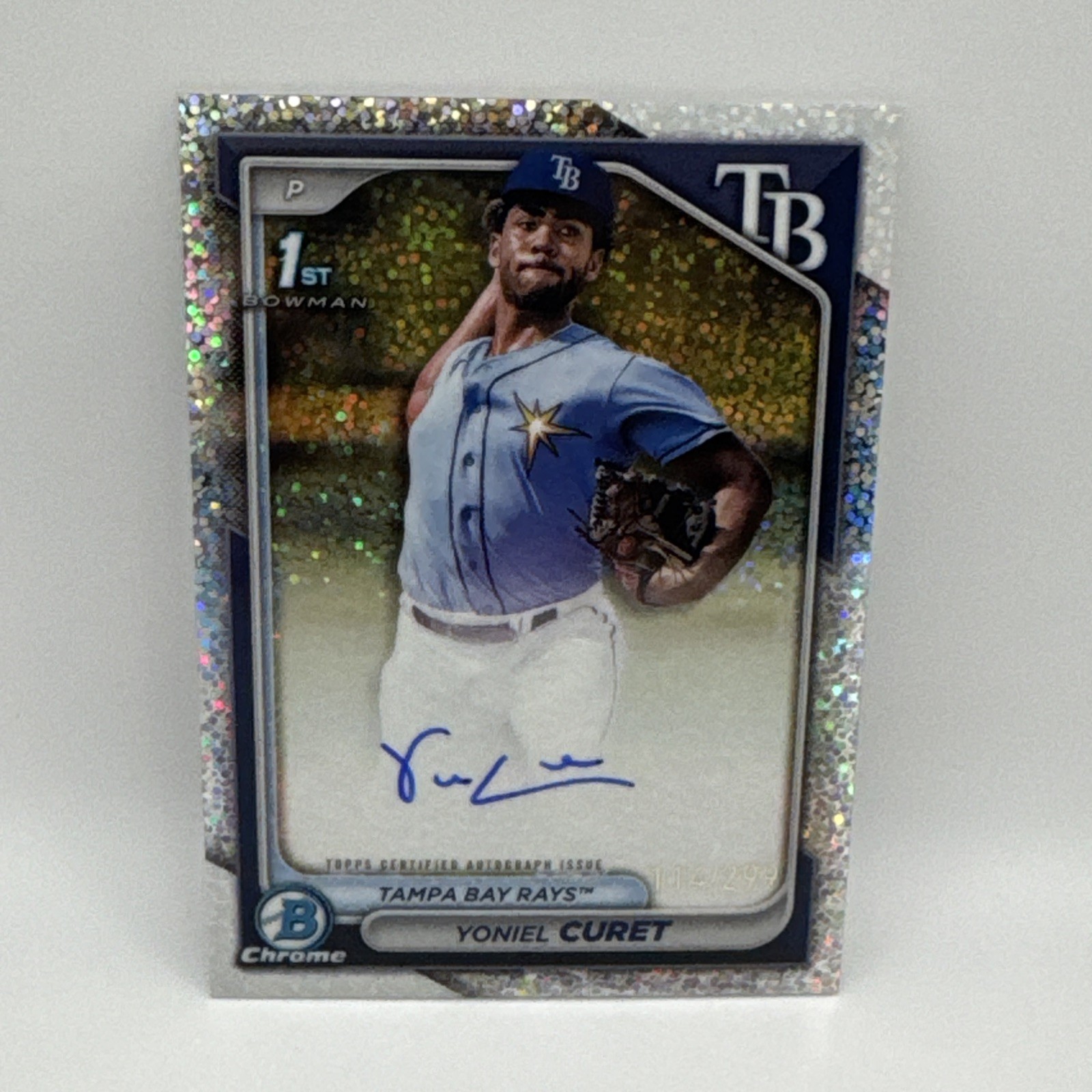 2024 Bowman Chrome CPA-YCU Yoniel Curet Speckle 1st Auto /299 Tampa Bay Rays