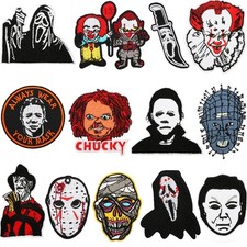 13 PCS Embroidered Patches for Halloween, Horror Scary Movie Iron On/Sew On A...