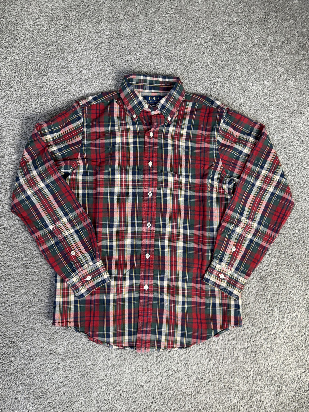 Polo Ralph Lauren Shirt Mens S Red Plaid Long Sleeve Button Up Classic Fit