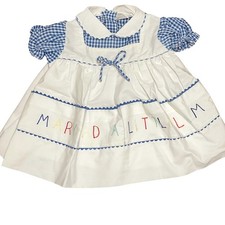 Vintage Baby Cottagecore Gingham Puff Sleeve Dress 6-9M Easter Spring Lamb
