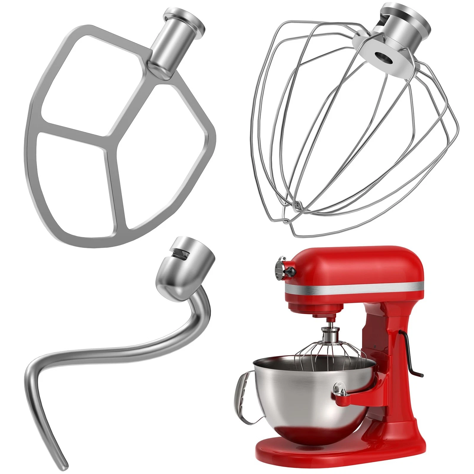 Stainless Steel 3 Piece Kit for KitchenAid 5.5 and 6 Quart Lift-Up Stand Mixe...