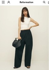 Reformation Black Wide Pants Pleated Stylish Comfortable