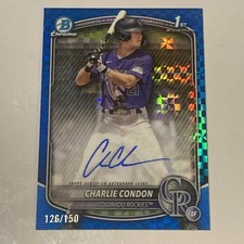 2025  CHARLIE CONDON BOWMAN CHROME BLUE X FRACTOR ROOKIE AUTO/150