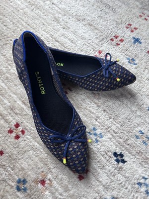 Rothy's The Bow Point Evening Metallic Knit Fabric Ballet Flats Women s US 11