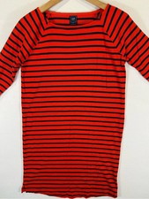 GAP Red and Black Striped Long Sleeve Dress
