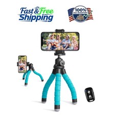 10-Inch Flexible Tripod Stand with Wireless Remote for Travel Photography - Blue