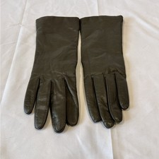 Vintage Forest Green Leather Gloves Womens Size 7.5 Cashmere Lined Winter Soft