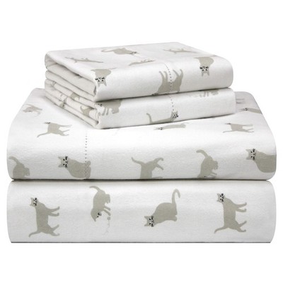 Pointehaven 180 GSM Velvet Feel Luxury 100% Cotton Printed Flannel Twin, Cats